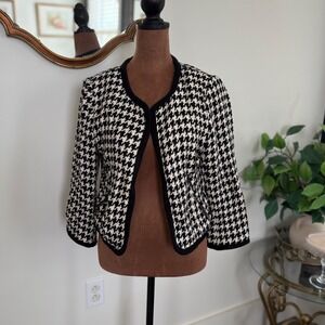 H&M Divided Houndstooth Black and White‎ Cropped Jacket Size 10